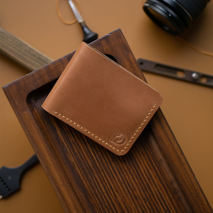 Handmade bifold wallet made in dual tone