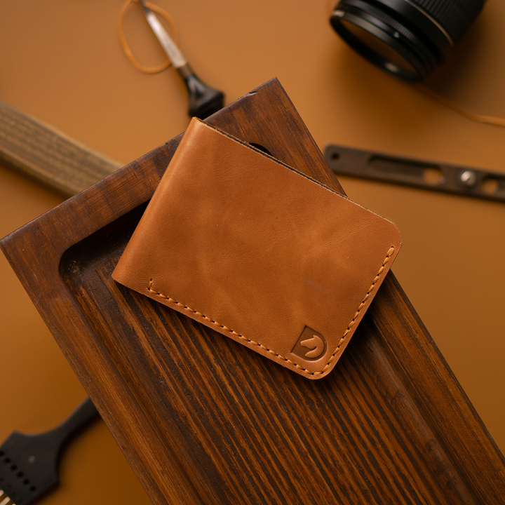 Handmade bifold wallet made in dual tone