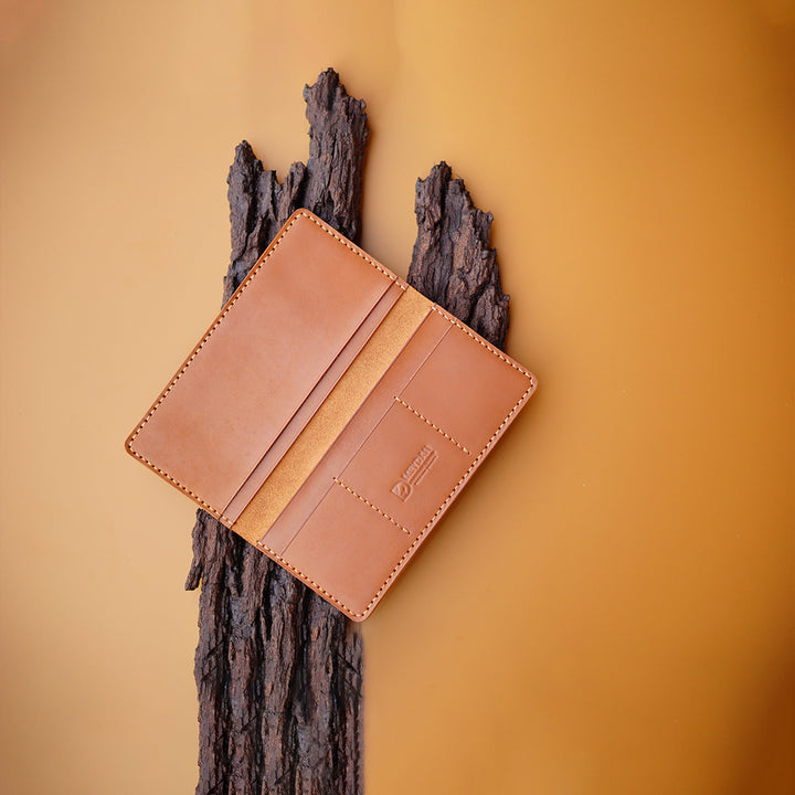 Long Handmade Wallet in pull up vegtan leather