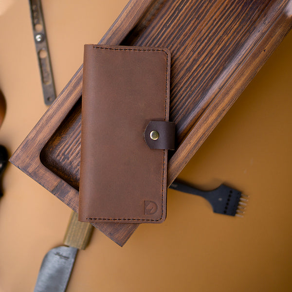 Long Handmade Wallet Hand stitched, Long Wallet in pure pull up Leather 