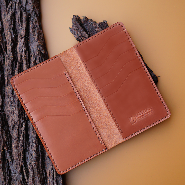 Handmade Wallet made in vegtan leather with 12 card slots and two compartments for currency bills