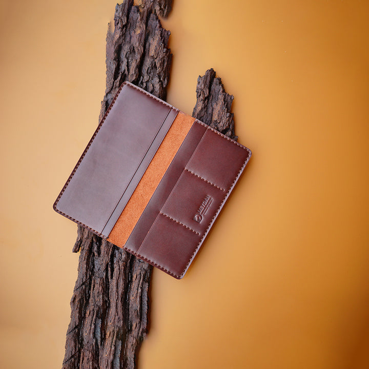 Long Handmade Wallet in pull up vegtan leather