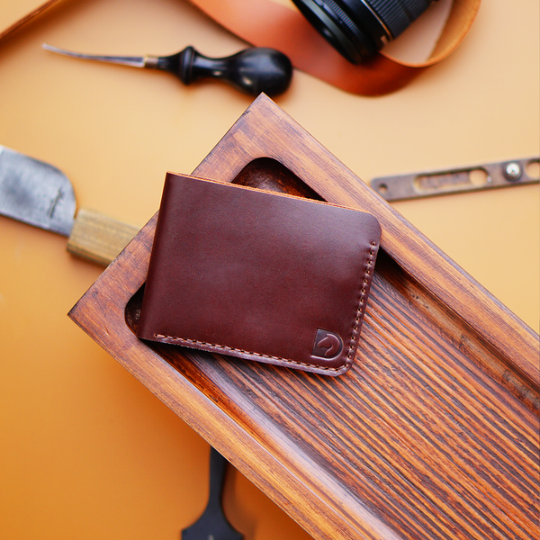 Bifold handmade wallet with a twist of buttons