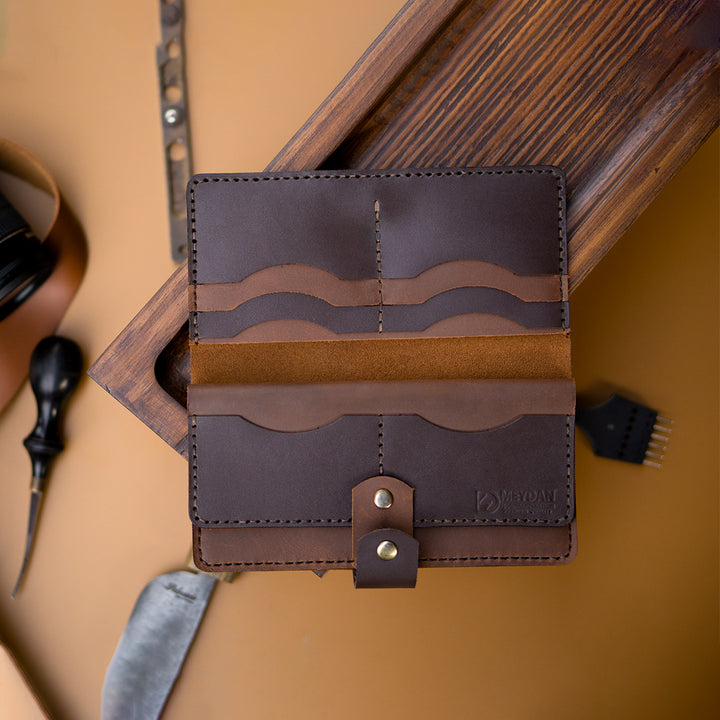 Long Handmade Wallet Hand stitched, Long Wallet in pure pull up Leather 